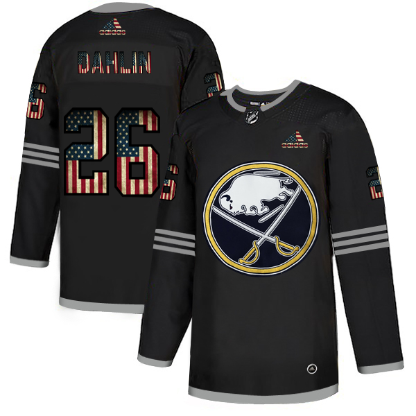 Buffalo Sabres #26 Rasmus Dahlin Adidas Men Black USA Flag Limited NHL Jersey